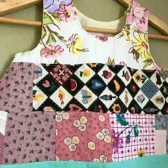 Patchwork pinafore a-line girl dress 3-4 - Picture 3 of 7